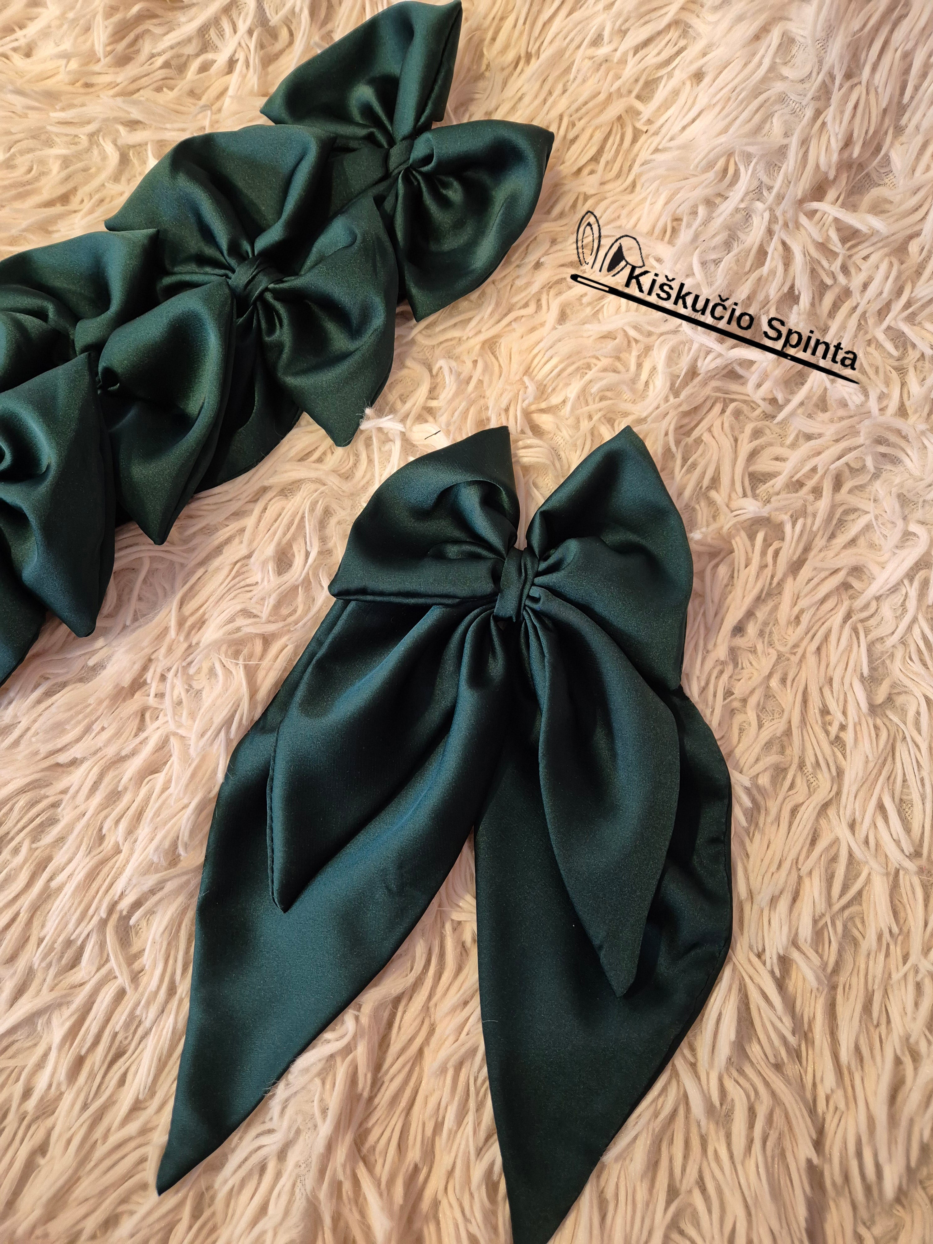 Kaspinas-Segė plaukams " Žalias"