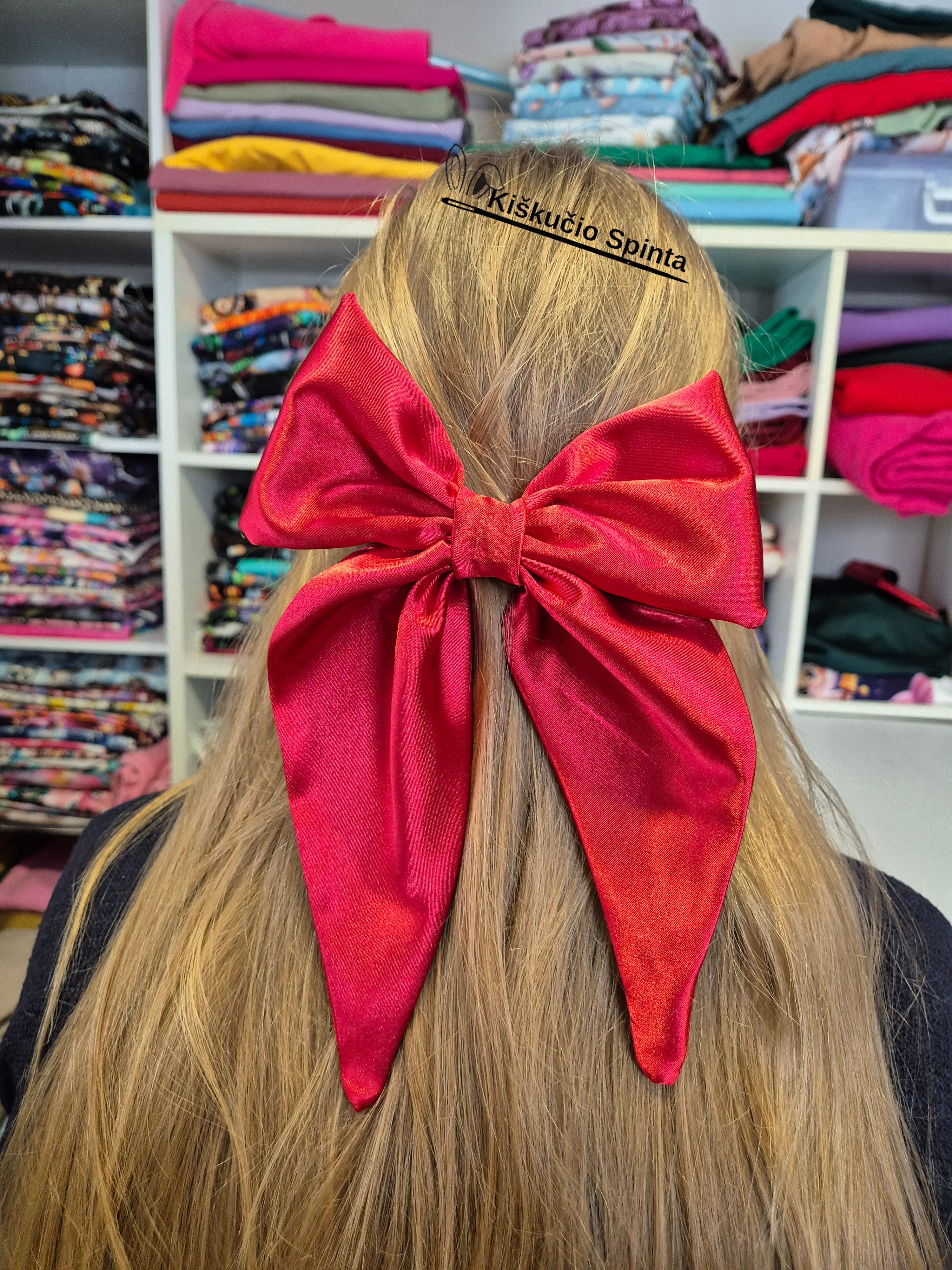 Plaukų kaspinas-segė "Raudona"